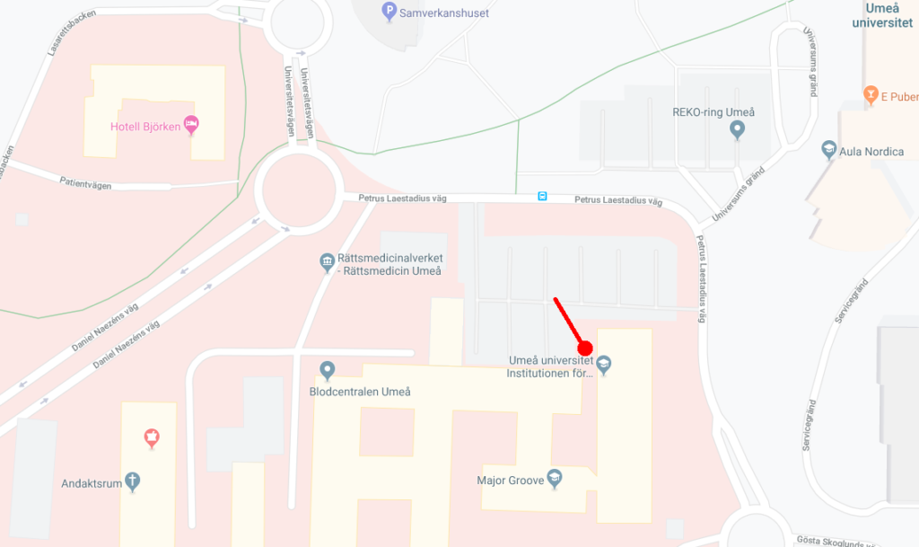 Map of the Henriksson Lab location in Umeå